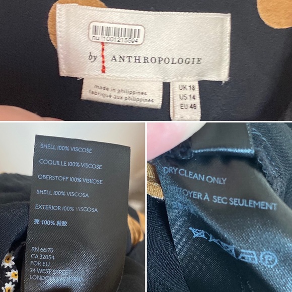 Anthropologie Jumpsuit Loveland Polka Dot Wide Leg Black/Tan Size 14 - Picture 13 of 13